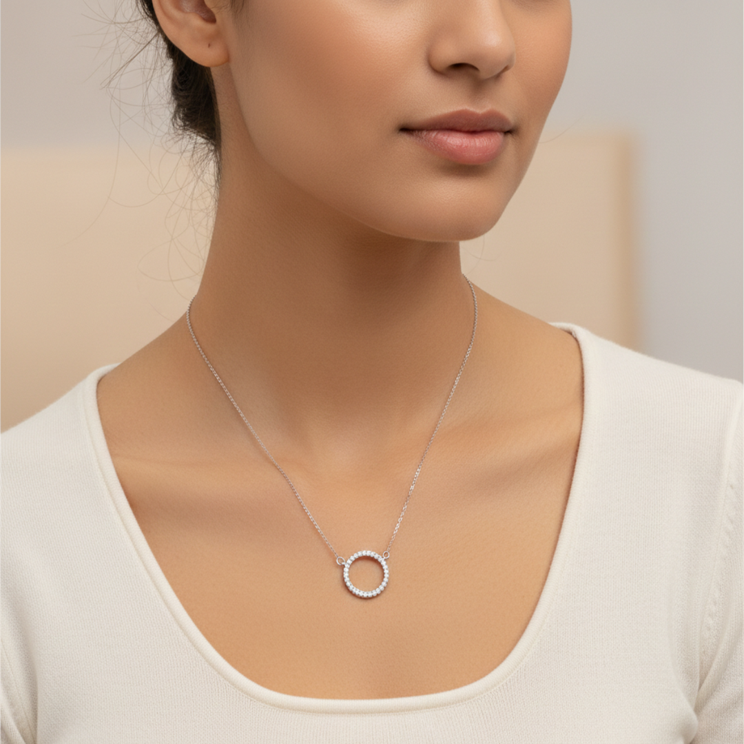 Circle of Life 925 Silver Necklace with Adjustable Length