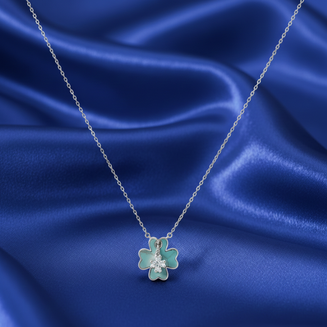 925 Sterling Silver Flower Pendant Necklace with Adjustable Length
