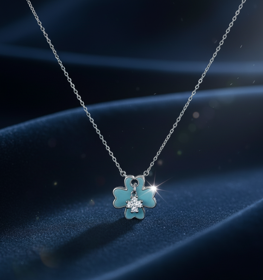 925 Sterling Silver Flower Pendant Necklace with Adjustable Length