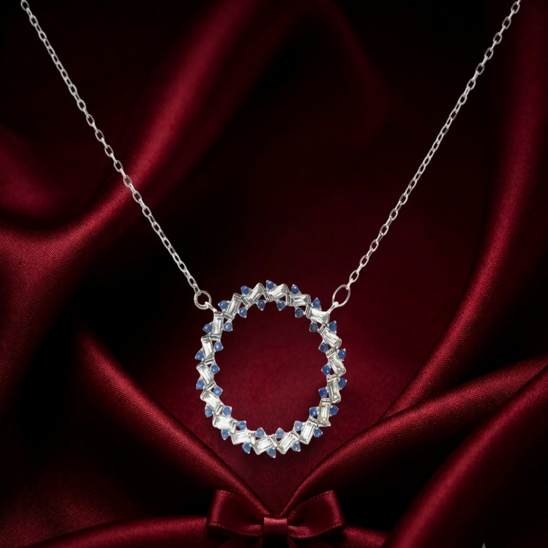 Luxury 925 Sterling Silver Round Flower Pendant with Chain