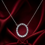 Luxury 925 Sterling Silver Round Flower Pendant with Chain