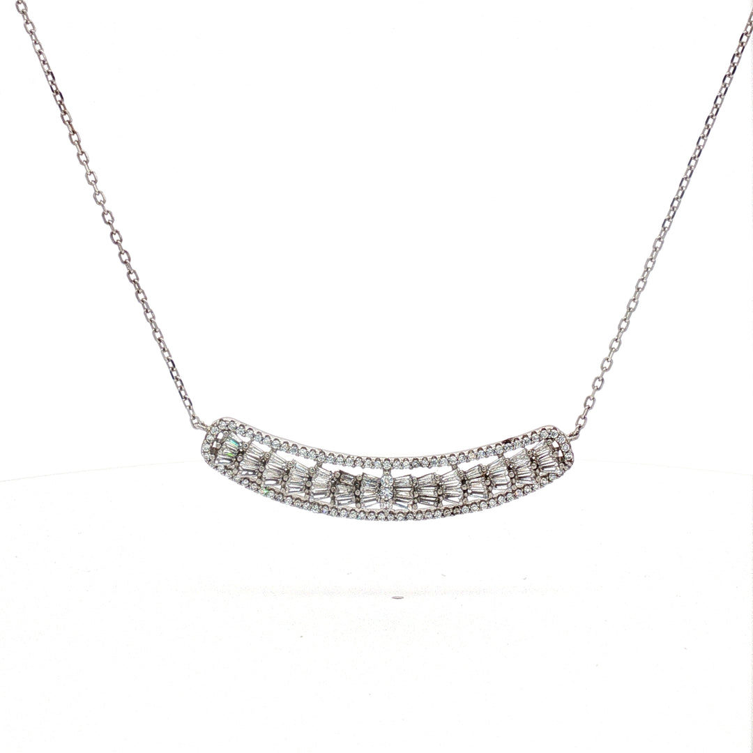 Luxury 925 Sterling Silver Crystal Flower Pendant with Chain