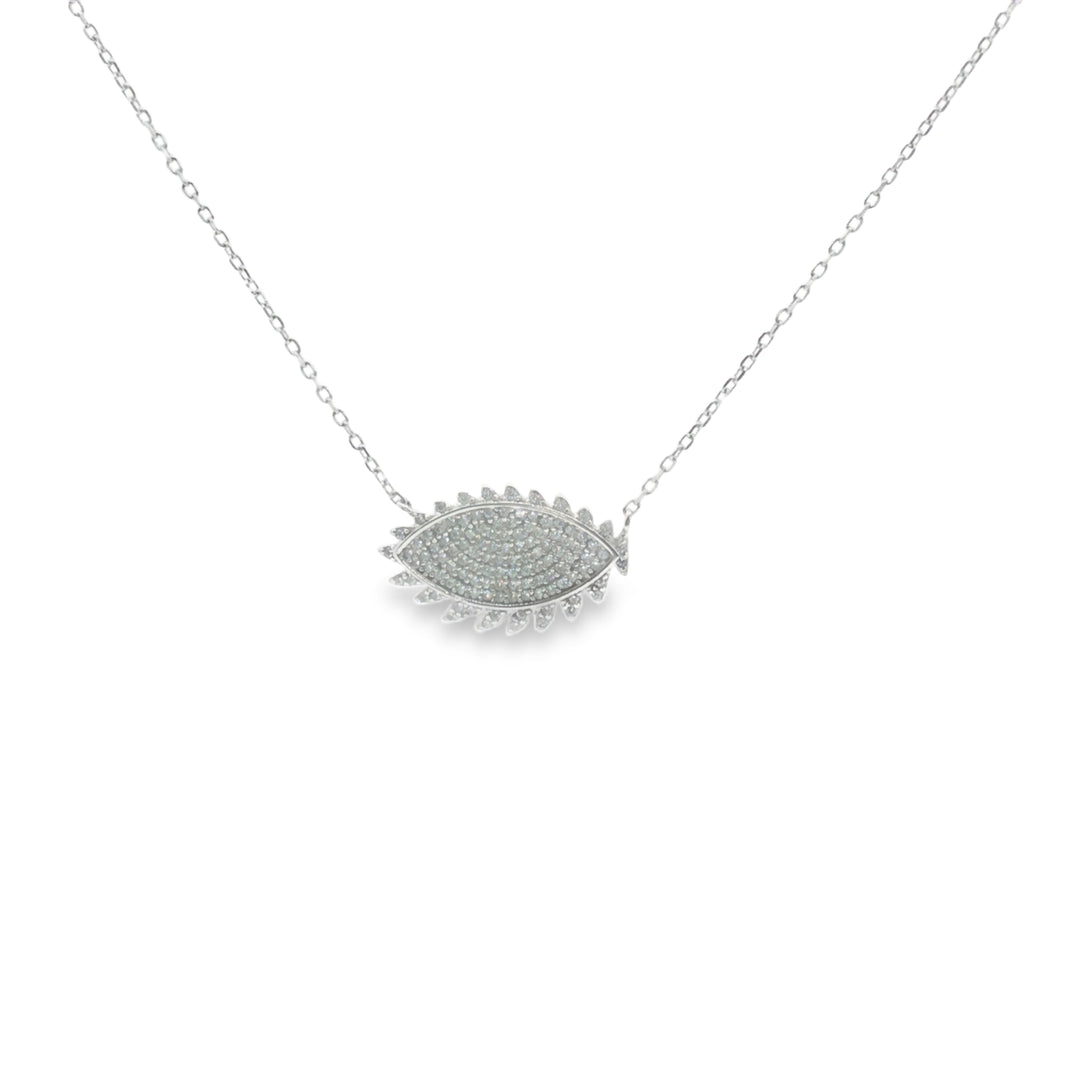 925 Sterling Silver Eye Shape Pendant Necklace with Adjustable Length