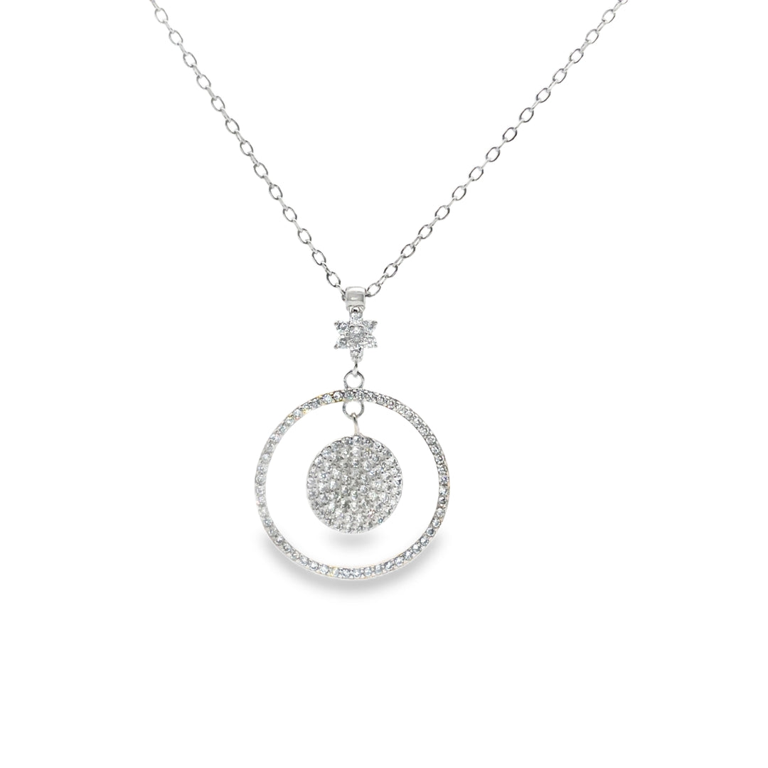 925 Sterling Silver Round Shape Pendant Necklace with Adjustable Length