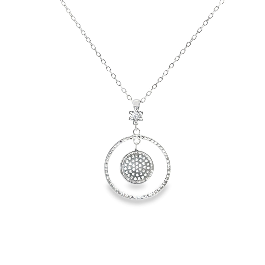 925 Sterling Silver Round Shape Pendant Necklace with Adjustable Length
