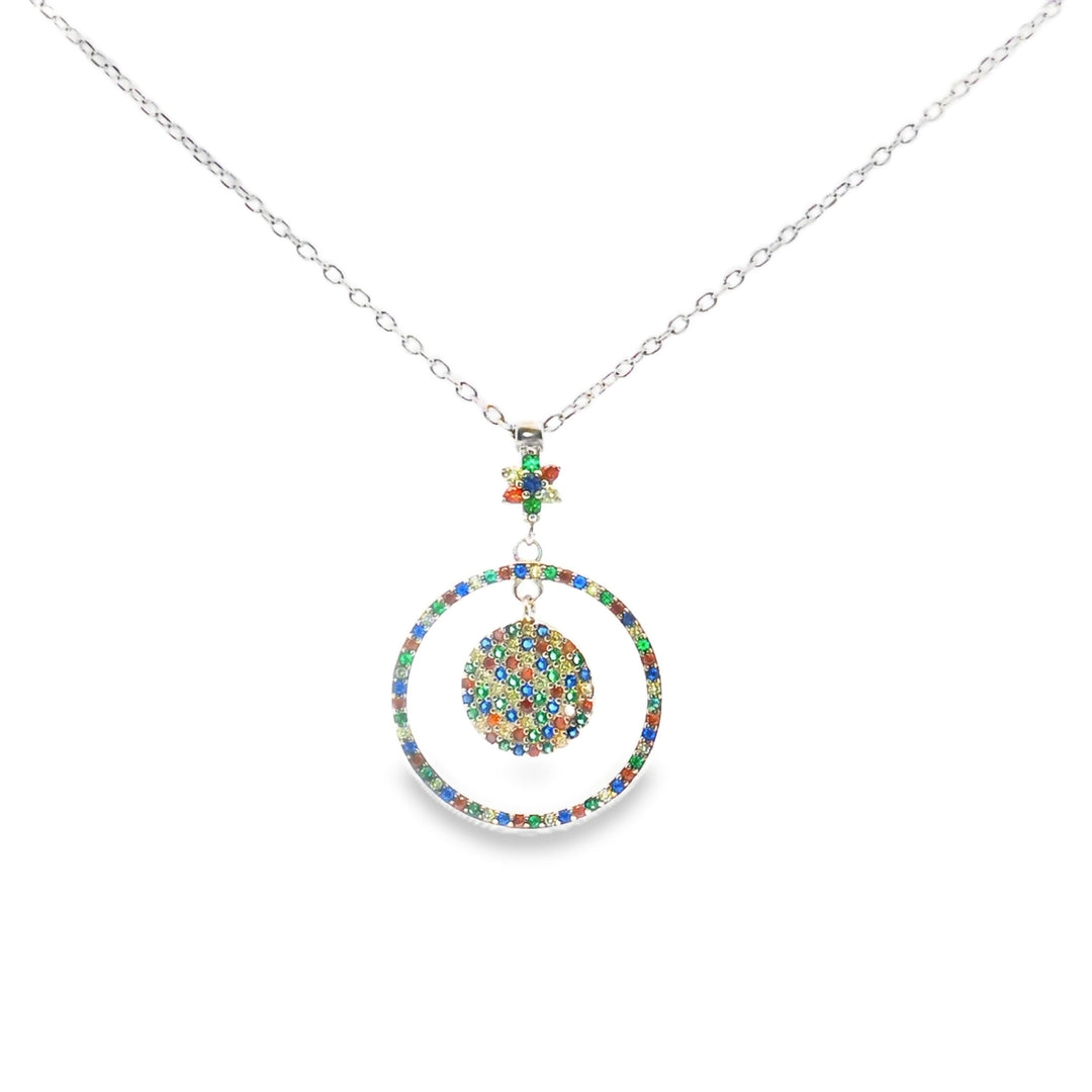 925 Sterling Silver Round Shape Pendant Necklace with Adjustable Length