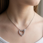 925 Sterling Silver Heart Pendant Necklace with Adjustable Length