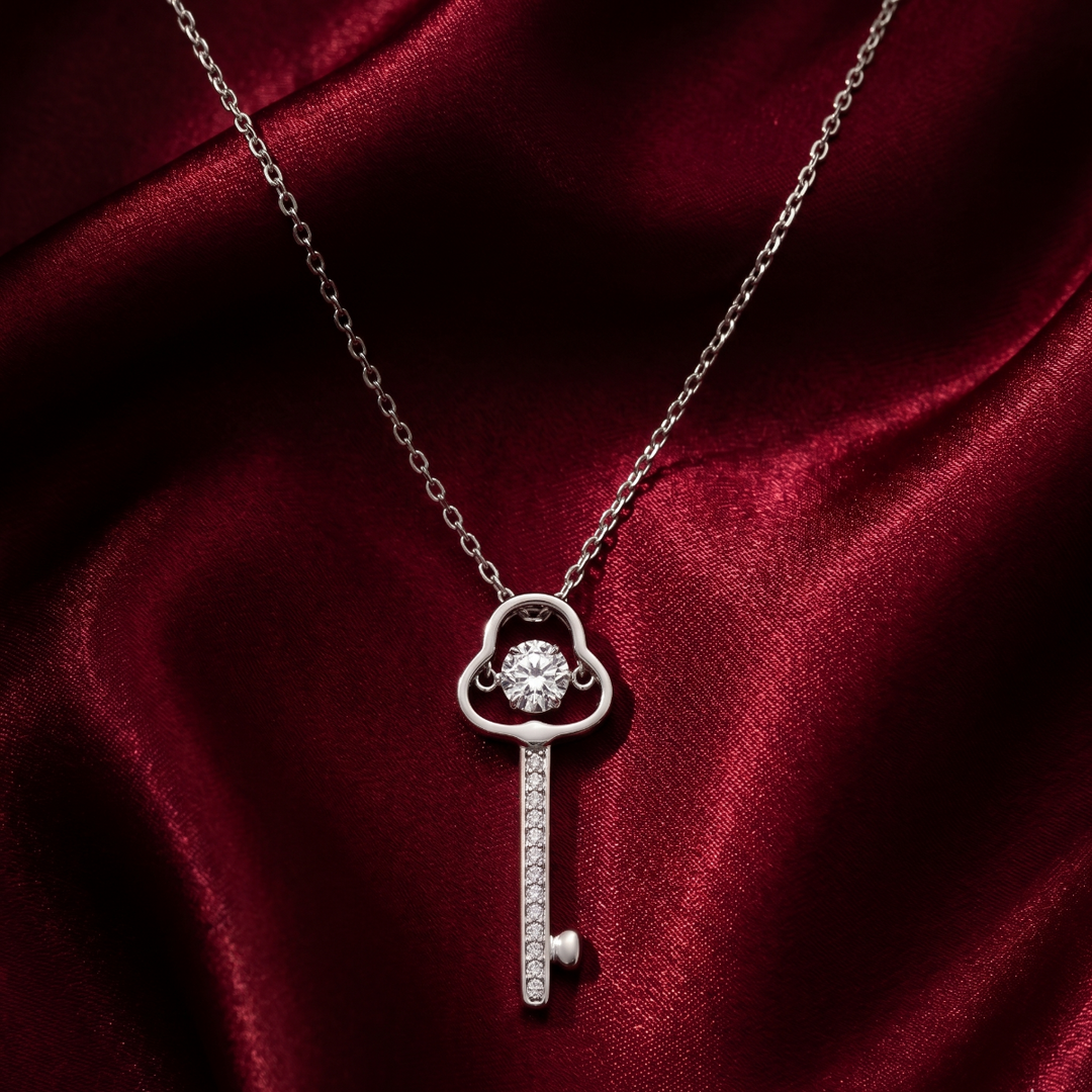 You Hold Key To My Heart 925 Sterling Silver Pendant Adjustable Chain with Message Postcard (Copy)