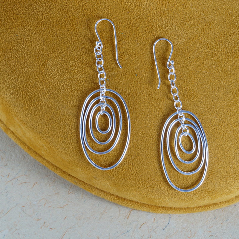 Oval Link 925 Sterling Silver Earrings