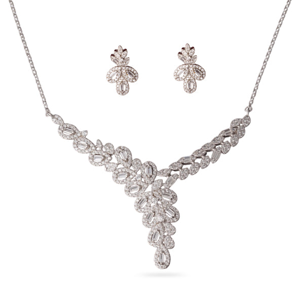 Jivan 925 Sterling Silver Necklace Set (Necklace & Earring)