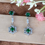 Load image into Gallery viewer, Penta Green Solitaire 925 Sterling Silver Dangling  Earring
