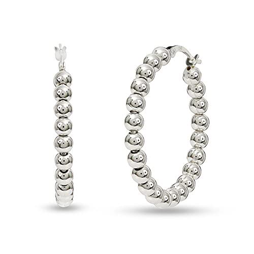 Ball Hoops 925 Sterling Silver Hoop Earrings