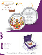 Load image into Gallery viewer, Laxmi Ganesh Saraswati 999 purity Silver Coins. Available in 10 GMS
