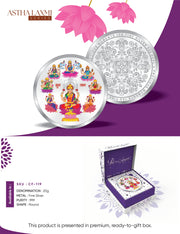 Ashta Lakshmi BIS Hallmarked  999 purity Silver Coins. Available in 20 GMS
