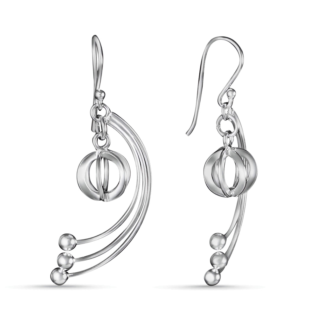 Dangling Feathered Link 925 Sterling Silver Earrings