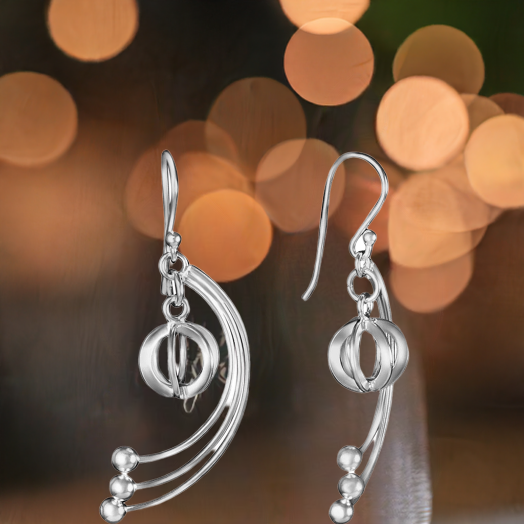 Dangling Feathered Link 925 Sterling Silver Earrings