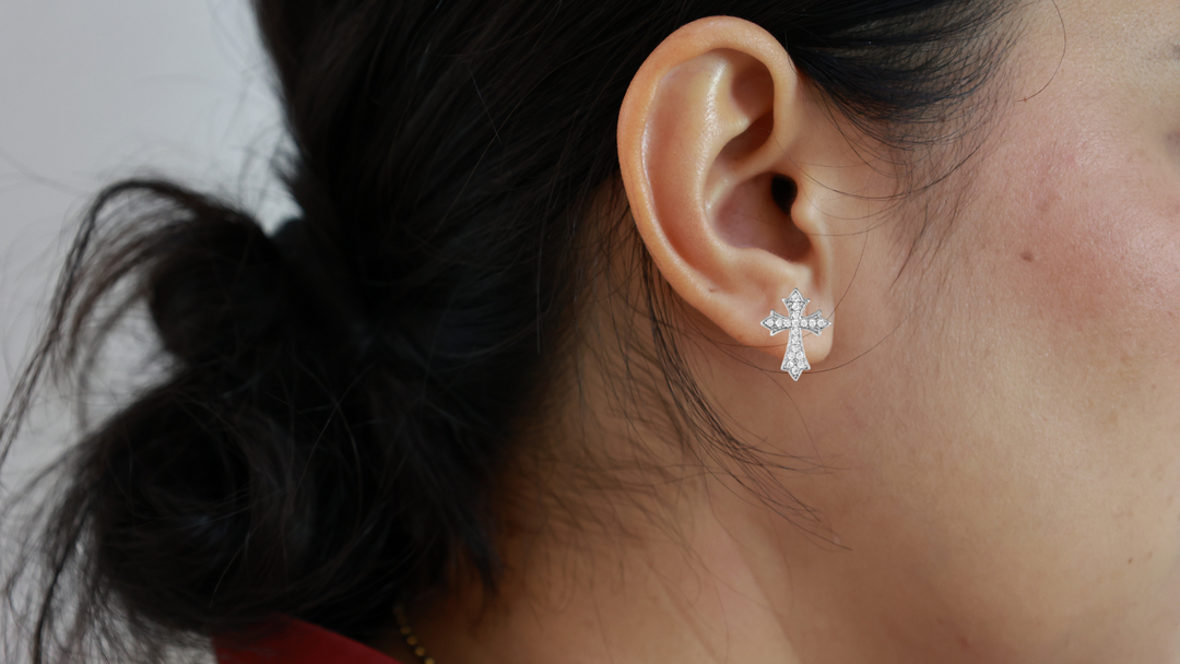 Cross Divine 925 Sterling Silver Stud Earrings