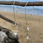 Load image into Gallery viewer, Handmade Lily Flower Gold and Rhodium Plated 925 Sterling Silver Hook Earrings for Women
