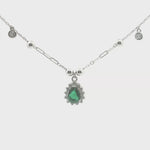 Load and play video in Gallery viewer, 925 Sterling Silver Classic Emerald Green Stone Pendant Necklace with Adjustable Length
