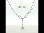 Load and play video in Gallery viewer, Elegant 925 Sterling Silver Pearl Necklace &amp; Stud Earring Set