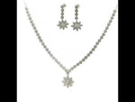 Load and play video in Gallery viewer, Floral 925 Sterling Silver Necklace &amp; Earrings Set with Sparkling Cubic Zirconia Stones