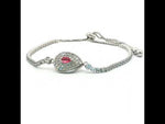 Load and play video in Gallery viewer, Pink Stone 925 Sterling Silver Bracelet with Adjustable Length