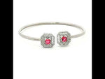 Load and play video in Gallery viewer, Pink Stone 925 Sterling Silver Bracelet with Adjustable Length