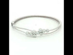 Load and play video in Gallery viewer, 925 Sterling Silver CZ Floral Cluster Kada Bracelet