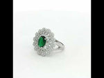 Load and play video in Gallery viewer, 925 Sterling Silver Green Oval Zircon Floral Halo Ring For Women