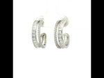 Load and play video in Gallery viewer, Yamini 925 Sterling Silver Cubic Zirconia Rhodium Plated Hoop Earrings