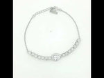 Load and play video in Gallery viewer, Elegant Pear-Shaped 925 Sterling Silver Adjustable Bracelet for Women 6.5 Inch
