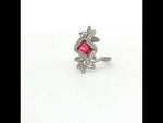 Load and play video in Gallery viewer, Dazzling 925 Sterling Silver Ruby-Tone Halo Ring with Sparkling Accents