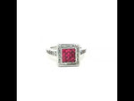 Load and play video in Gallery viewer, 925 Sterling Silver Ruby Color Squire Shape Halo Ring For Women