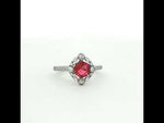 Load and play video in Gallery viewer, Dazzling 925 Sterling Silver Ruby-Tone Halo Ring with Sparkling Accents