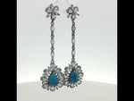 Load and play video in Gallery viewer, Twin Circle 925 Sterling Silver Cubic Zirconia Rhodium Plated Long Dangler Earrings