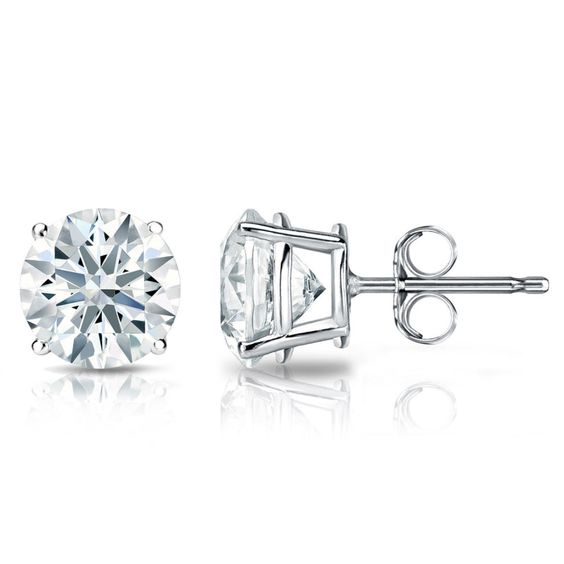 Solitaire Round 925 Sterling Silver Stud Earrings