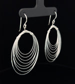 Load image into Gallery viewer, Graduating Circle Rhodium Plated 925 Sterling Silver Dangling Hook Earrings for Women
